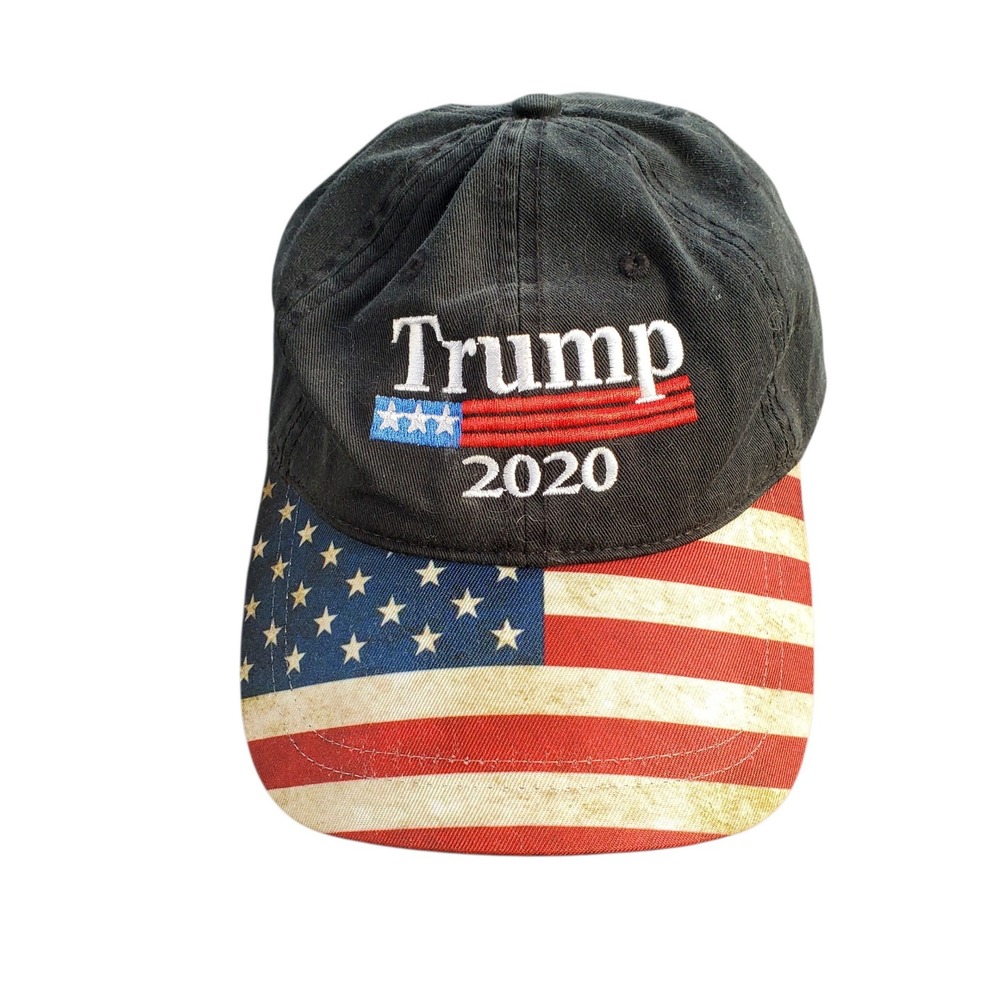 Trump 2020 American Flag Baseball Hat Black Distressed Adjustable Cap Mens